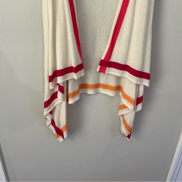 InCashmere 100% Cashmere Sleeveless Vest Cream/Melon/Fuchsia Size L/XL NWT - Picture 4 of 8
